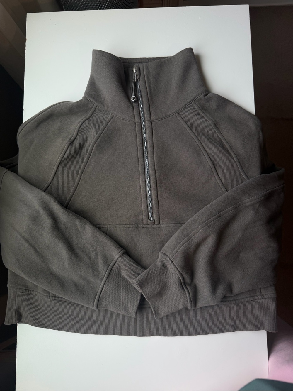 LILULEMON rover grey oversized scuba half zip funnel neck